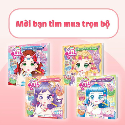 Sách Tiệm làm Nail - Công chúa Cổ Tích (400+ stickers dễ thương) - Sách bóc dán sticker cho bé gái - Megabook