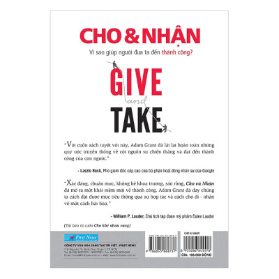 Sách Cho & nhận - Adam Grant