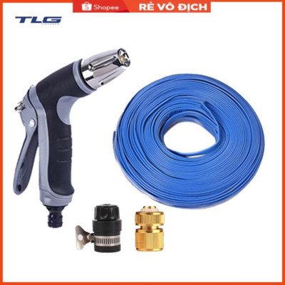 Bộ dây và vòi xịt  tăng áp rửa xe tưới cây 15M (cút đồng nối nhựa đen) 206817