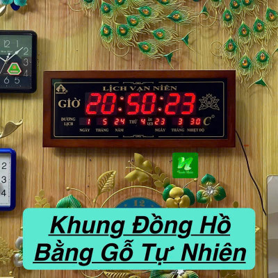 Đồng hồ LED LỊCH VẠN NIÊN khung gỗ TRỌNG TÍN MH8039 size 72x5x30cm đẹp sang trọng bền bỉ