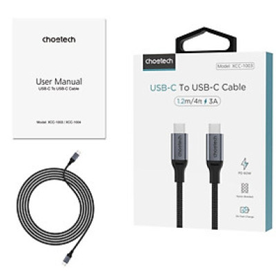 Cáp sạc Choetech XCC-100 nhanh và truyền dữ liệu Type C to Type C 60W - Hàng chính hãng