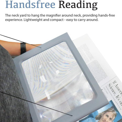 Kính lúp đọc sách toàn trang cao cấp MagniPros 300PSL (3X, có đèn led, khung đỡ) (Hàng chính hãng)