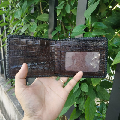 Ví Da Cá Sấu Nguyên Con 2 Mặt Đan Viền Thủ Công Rất Đẹp - Rất Bền