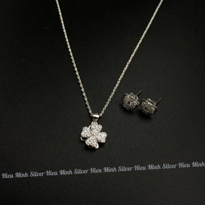 Combo Bộ Trang Sức Bạc Cỏ 4 Lá May Mắn BẠC HIỂU MINH BCB012