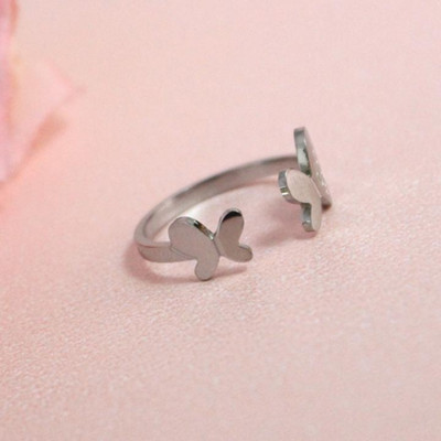 Nhẫn titan nữ thời trang freesize bướm hở cách điệu thép không gỉ titanium 3h jewelry 3 màu NNUT36