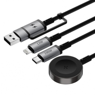 Cáp Sạc Nhanh Wi WU Legend 3in2 100W Wi-C050 sạc được điện thoại , đồng hồ applewatch/laptop.. - Hàng chính hãng