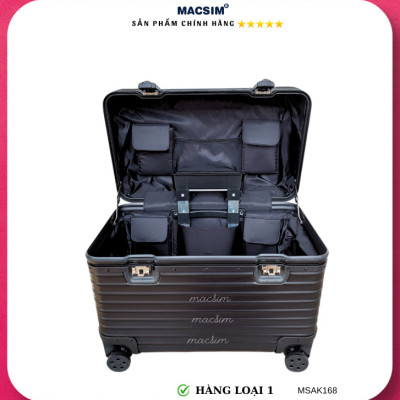 Vali hợp kim nhôm nguyên khối cao cấp Macsim Aksen hàng loại 1 MSAK168 Nhãn hiệu Macsim cao cấp 18 inches màu đen, màu bạc
