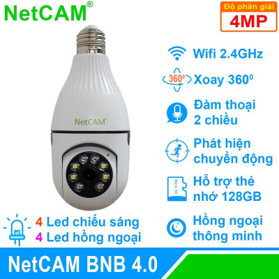 Camera IP WiFi Quay quét 360 độ NetCAM BNB4.0, Độ phân giải 4.0MP, Báo Động Thông Minh, Cảnh Báo Âm Thanh - Hàng chính hãng