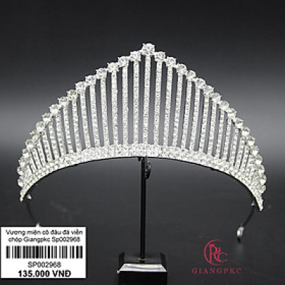 Vương miện cô dâu đẹp mẫu mới xi mạ hạt đá viền chóp kim tự tháp Giangpkc Sp002968