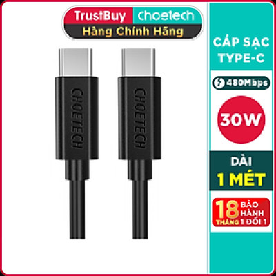 Dây Cáp Sạc Điện Thoại USB Type C To Type C 30W Dài 1M CHOETECH CC0002-V2 - Hàng Chính Hãng