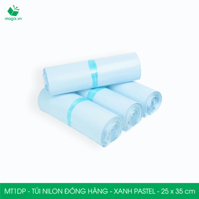 MT1DP - 25x35 cm  - Túi nilon gói hàng - 200 túi niêm phong đóng hàng màu xanh pastel