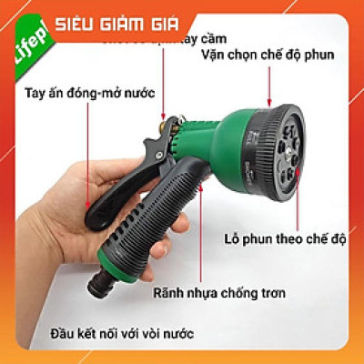 Vòi xịt nước tưới cây rửa xe 8 chế độ
