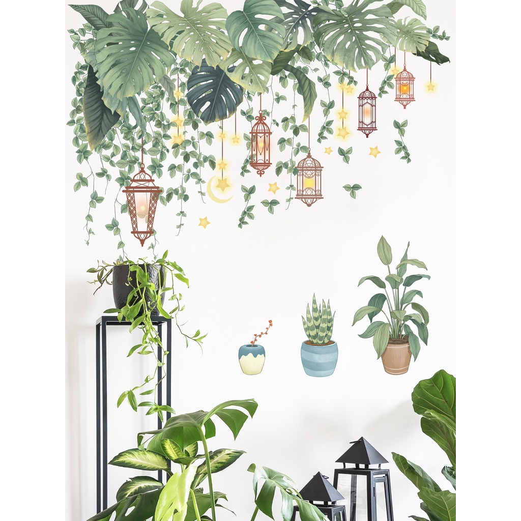 Sticker Giấy Dán Tường Decal Dán tường Tranh Dán Tường Trang Trí Tường Mẫu Hoa Lá ZH90