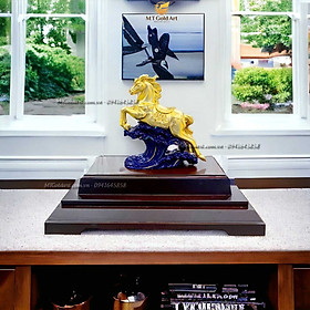 Tượng ngựa dát vàng (19x27x34cm) MT Gold Art- Hàng chính hãng, trang trí nhà cửa, phòng làm việc , quà tặng sếp, đối tác, khách hàng.