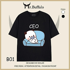 Áo đôi , áo thun cặp nam nữ tay lỡ Unisex "CEO & Lao Công" form rộng vải cotton 100% B01B02 - Mr.Buffalo