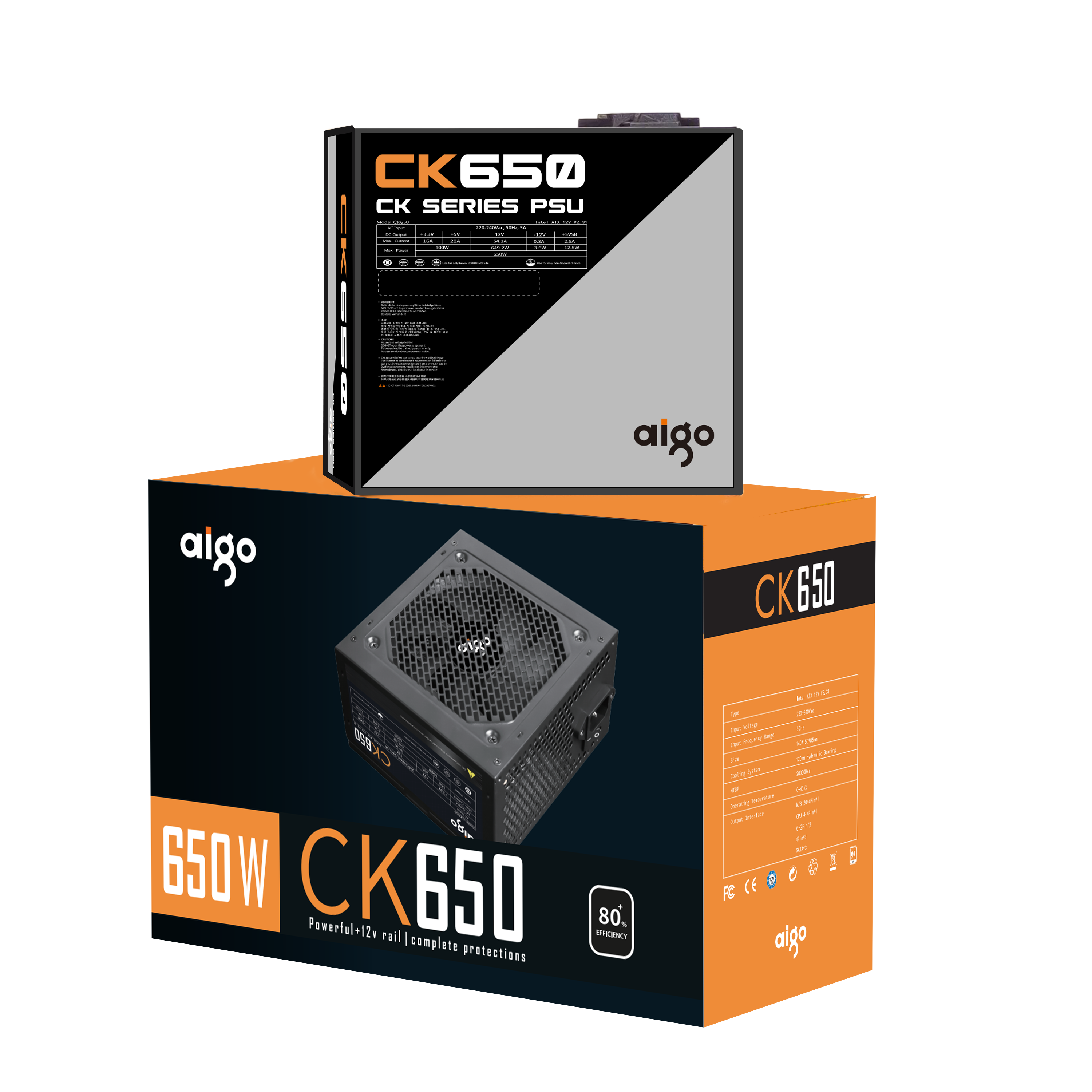 BỘ NGUỒN MÁY TÍNH AIGO MODEL CK650 650W 80+ EFFICIENCY - Hàng chính hãng