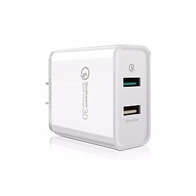 Ugreen UG30563CD132TK 30W màu Trắng Củ sạc nhanh 2 cổng USB chuẩn QC 3.0 + 2.4A - HÀNG CHÍNH HÃNG