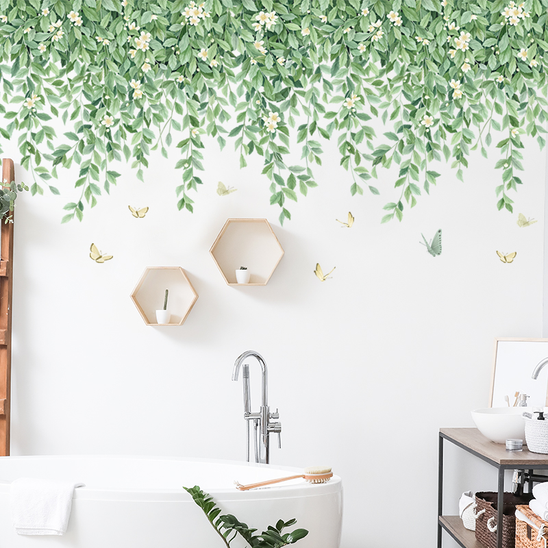 Sticker Giấy Dán Tường Decal Dán tường Tranh Dán Tường Trang Trí Tường Mẫu Hoa Lá Phong Cách Vintage ZDB-2579