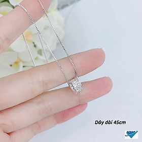 Dây chuyền nữ mặt trụ đá tròn chất liệu bạc s925 MS11a