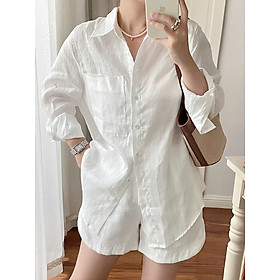 Áo sơ mi linen nữ form rộng, có size nhiều màu, sơ mi hàn quốc nhẹ nhàng, thanh lịch Sm20