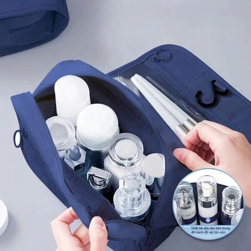 Túi Đựng Đồ Cá Nhân Du Lịch , Túi Đựng Mỹ Phẩm Kiểu Hàn Quốc MÀU XANH ĐẬM