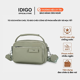 Túi xách nữ đeo vai phom mềm, túi đeo chéo nữ nhiều ngăn dây đeo vải họa tiết IDIGO FB2 - 4323