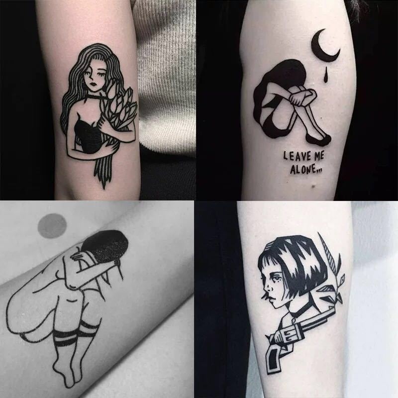325 Hình Xăm Dán Tattoo Unisex Nam Nữ Cá Tính Tiên Cá Mặt Trăng Sao Đồng Hồ