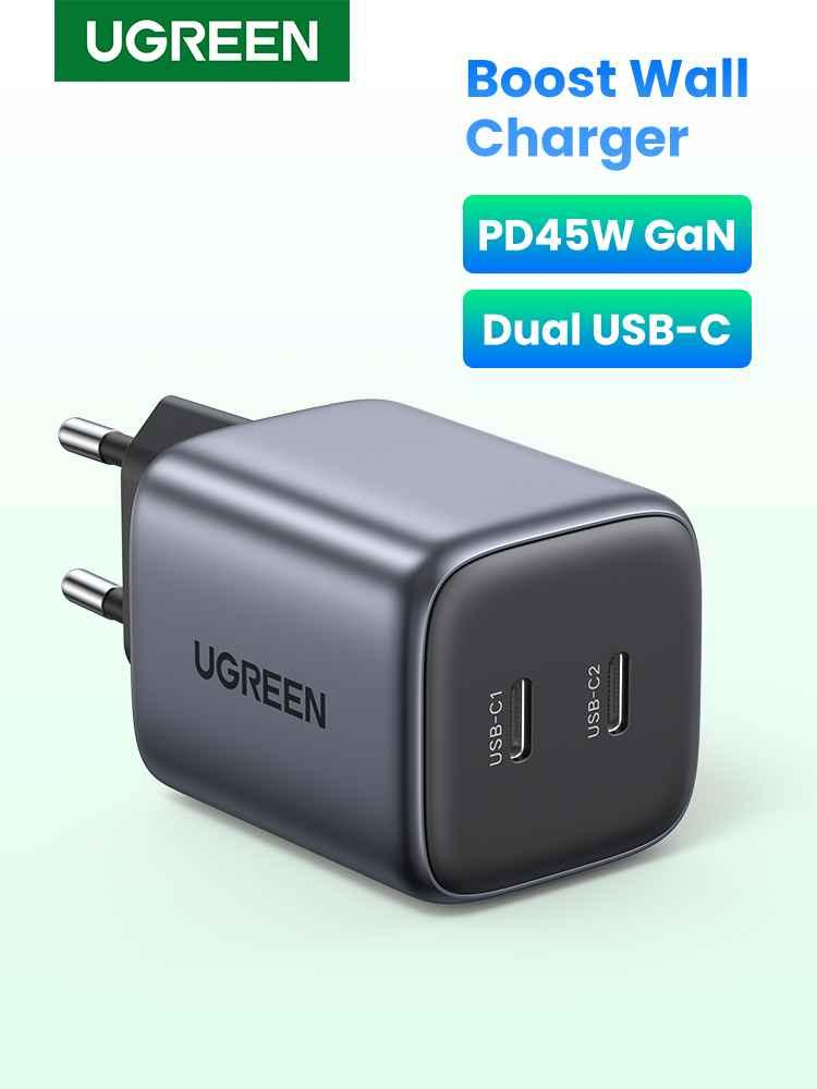 Ugreen UG90573CD294TK 45W 2c Nexode Củ sạc nhanh 2 cổng USB-C kiểu mini Màu Xám - HÀNG CHÍNH HÃNG