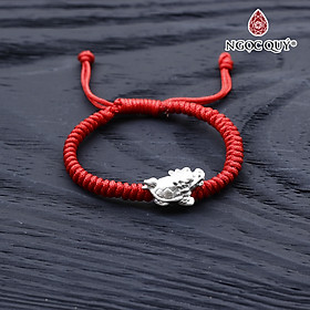 Vòng tay thắt dây đỏ phối charm long quy bạc - Ngọc Quý Gemstones