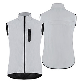 Áo khoác chống thấm nước, có phản quang, không có tay, đi xe đạp, chạy bộ, polyester chất lượng cao, chống gió