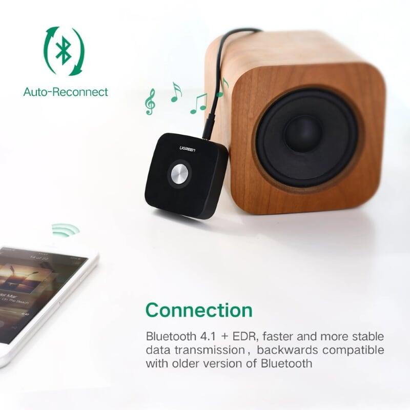 Ugreen UG40758CM105TK BT 5.0 màu Đen Bộ nhận âm thanh Bluetooth chuẩn 3.5mm hỗ trợ APTX - HÀNG CHÍNH HÃNG