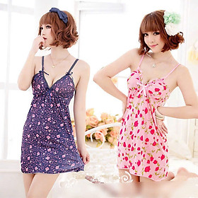 Đầm ngủ 2 dây gợi cảm dễ thương , ( dưới 50kg ) vải  voan mềm mại, mang lại cảm giác mát mẻ và dễ chịu , giao màu ngẫu nhiên 