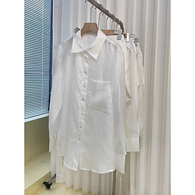 Áo sơ mi nữ vải Linen cao cấp có túi ngực đuôi tôm, form rộng unisex, full size, nhiều màu Sm20
