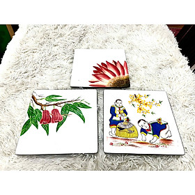 Dĩa vuông sơn mài cao cấp Thanh Bình Lê họa tiết da dạng
