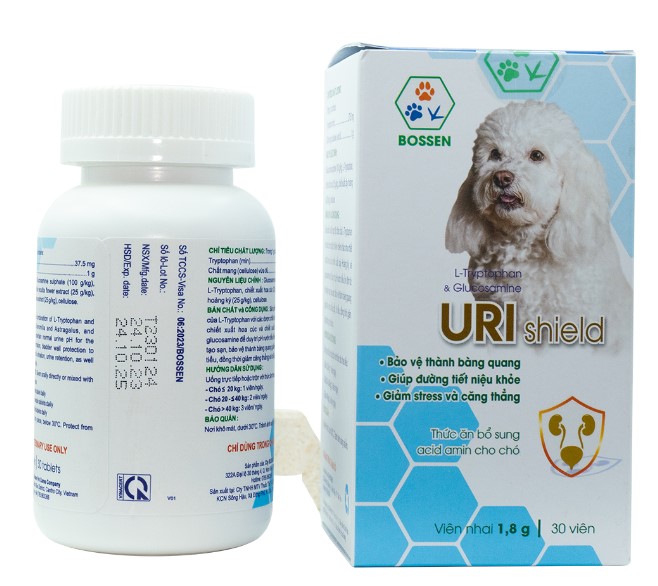 BOSSEN - URI Shield (dogs) Hỗ Trợ Bảo Vệ Bàng Quang cho Chó, giúp Tiết Niệu khỏe - Hộp 30 viên