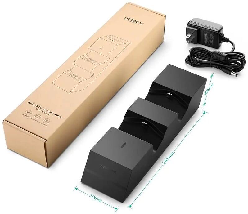 Ugreen UG40547ED001TK sạc đôi tay cầm PS4 không dây màu đen Play station 4 - HÀNG CHÍNH HÃNG