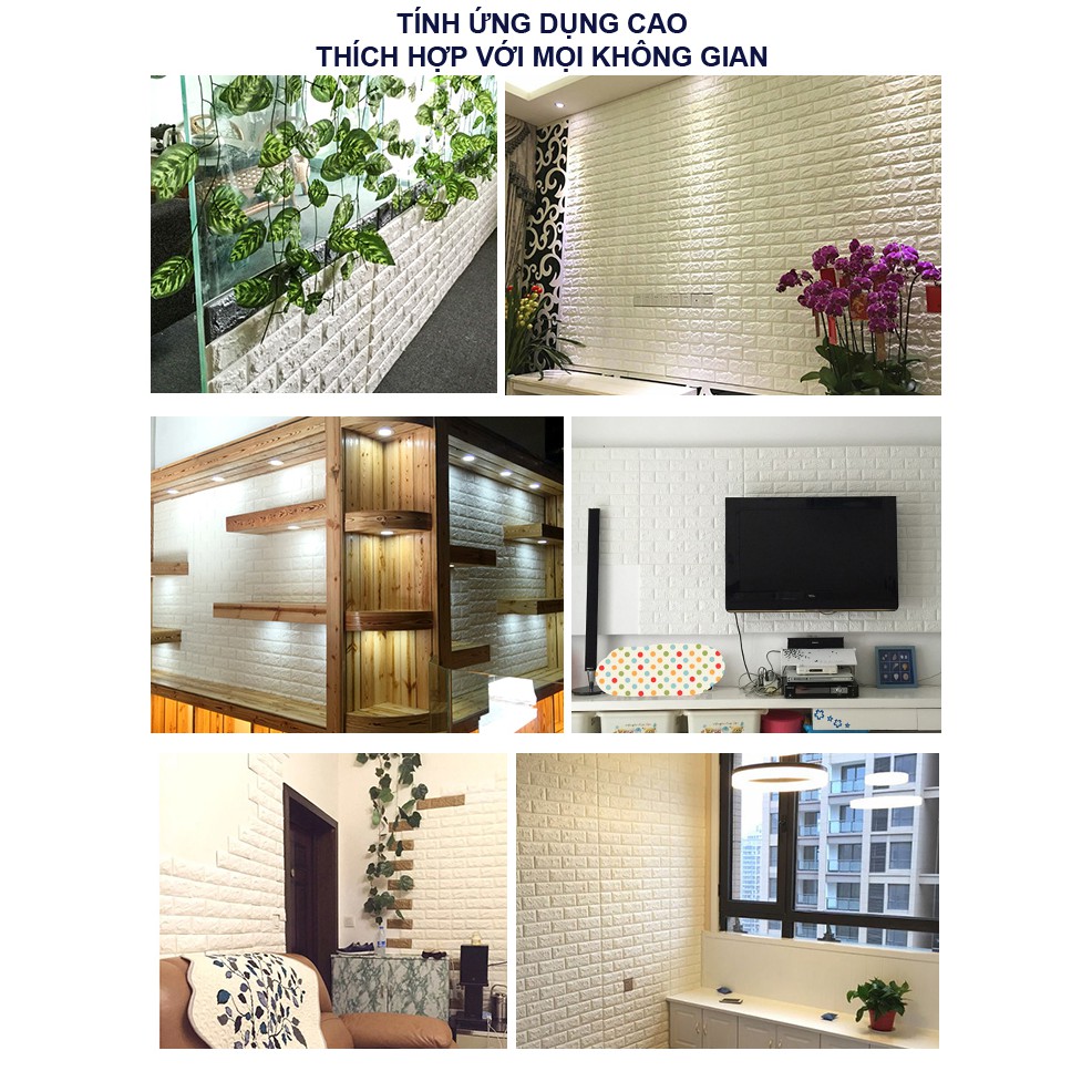 Xốp Dán Tường Giả Gạch 3D - Khổ 70x77 Dày 4mm Cao Cấp Cách Âm Cách Nhiệt Giá Rẻ Nhất
