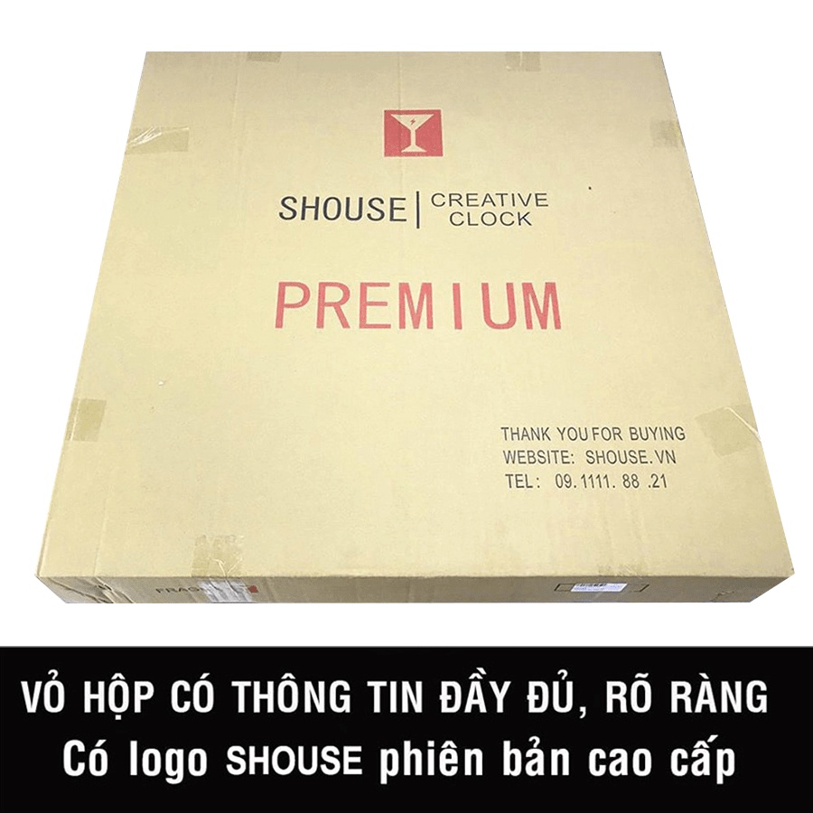 Đồng hồ treo tường A209 Shouse trang trí nghệ thuật kim trôi không gây tiếng động hiện đại sang trọng phòng khách
