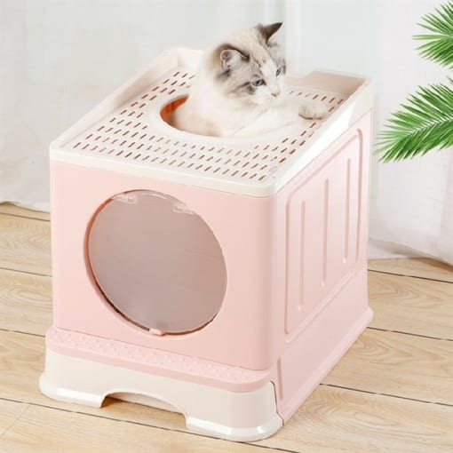 NHÀ VỆ SINH 2 CỬA KHAY KÉO - NHÀ VỆ SINH HỘP TAI MÈO DÀNH CHO MÈO