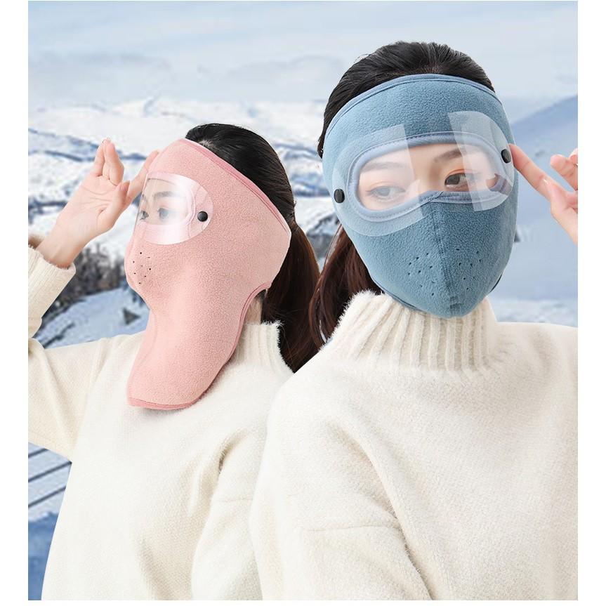 Khẩu trang ninja trùm kín mặt thêm kính bảo vệ mắt chống nắng chống gió bụi nắng hanh mùa đông nam nữ