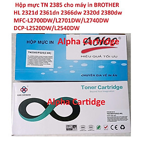 Hộp mực dành cho Máy in Brother DCP 2520dw 2540dw -HL-L2321D HL-2361DN HL-2366DW MFC-L2701D MFC-L2701DW - TN 2325/2385 Mới 100%-CÓ LỔ ĐỔ MỰC Hàng chính hãng Alpha Cartridge 