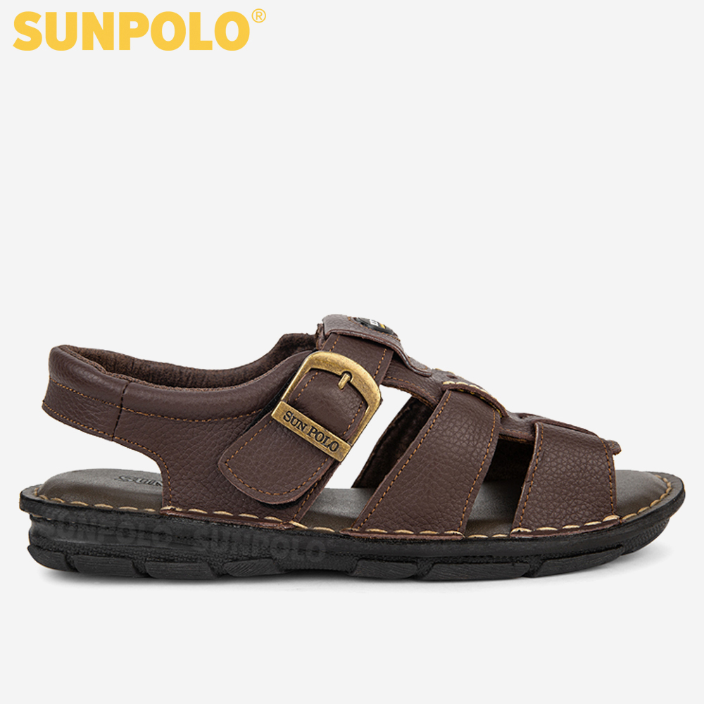 Giày Sandal Nam Da Bò SUNPOLO SDA023 (Đen, Nâu)