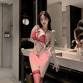 Tặng Kèm Tất - BODY REN DÂY CHÉO ĐỎ - ĐỈNH CAO TẠO DÁNG, ĐỐT CHÁY MỌI KHUNG HÌNH C008
