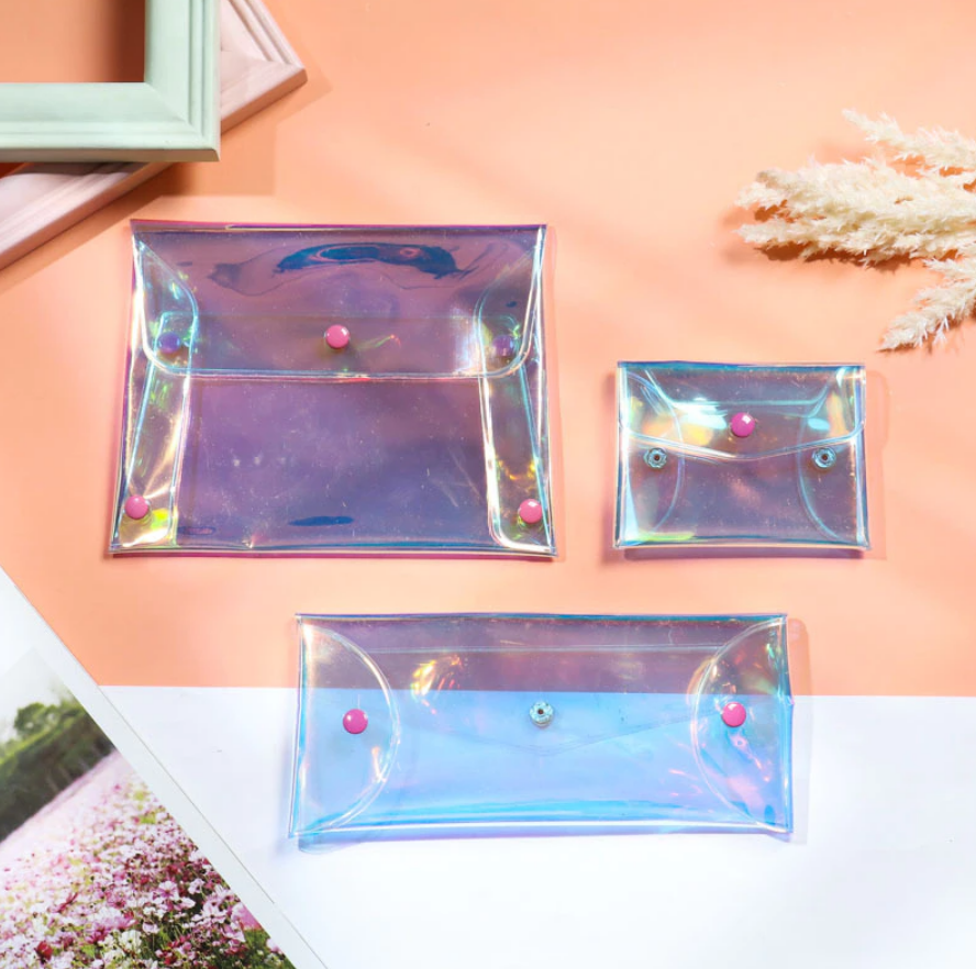 Ví đựng tiền, mỹ phẩm chất liệu PVC trong suốt chống thấm nước đựng đồ trang điểm du lịch