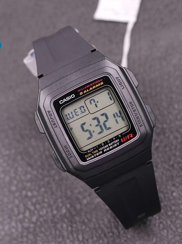 Đồng hồ unisex Chính Hãng Casio F-201WA-1ADF Dây Nhựa