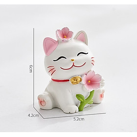 Tượng Mèo Lucky Hoa Đào Trang Trí Decord Xe Hơi Tiểu Cảnh Arthouse_ Hàng chính hãng