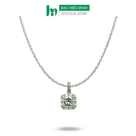 Dây Chuyền Vòng Cổ Bạc Ta Dây Xoắn Kép Và Mặt Vuông Đính Đá Cao Cấp BẠC HIỂU MINH DMD479