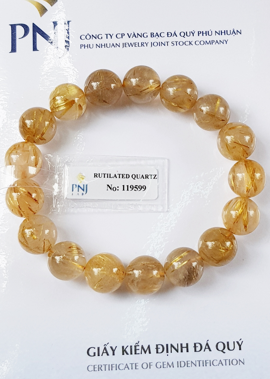 Vòng Tay Thạch Anh Tóc Vàng Tự Nhiên 11mm