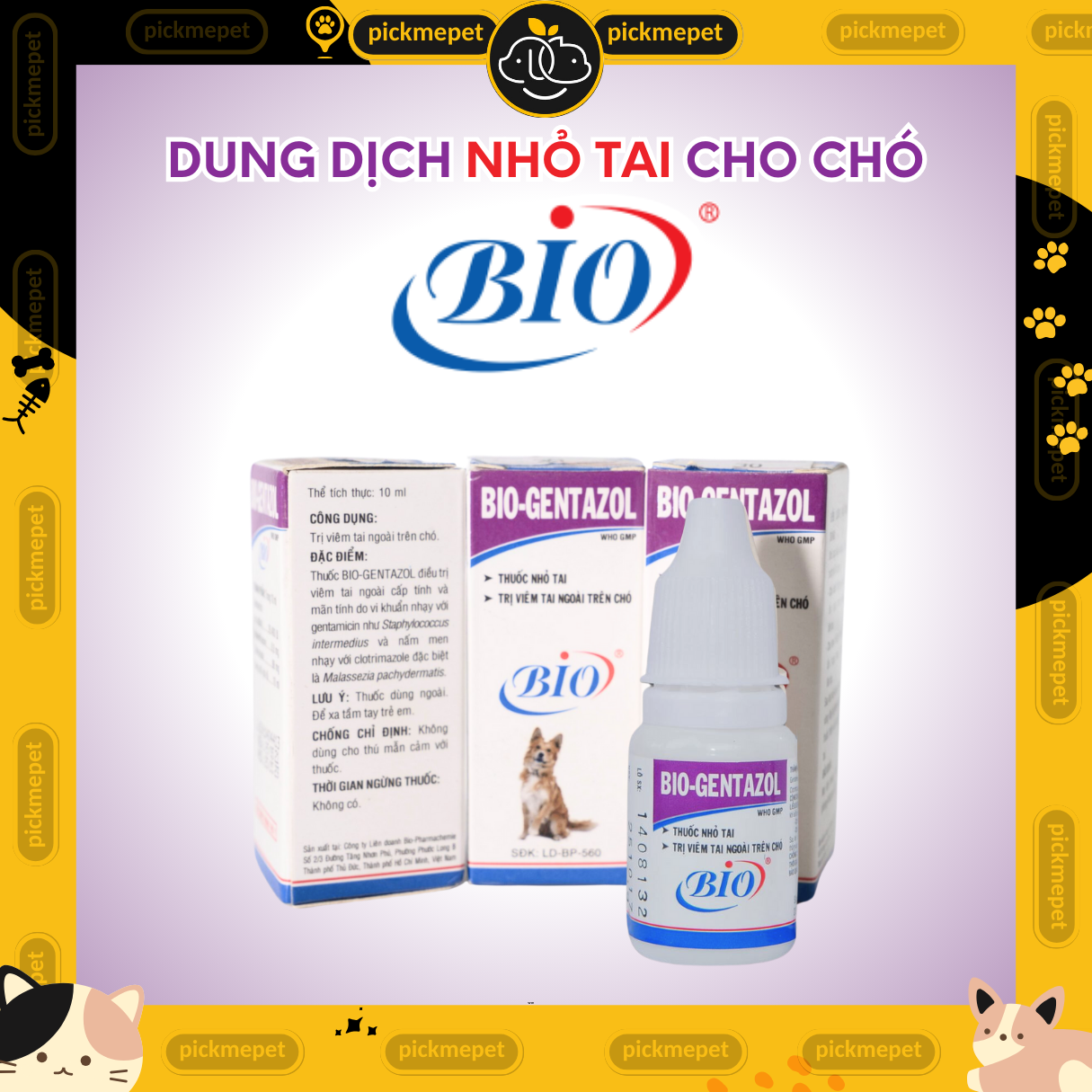 Dung Dịch Nhỏ Tai Bio Gentazol Trị Viêm Tai Ngoài cho Chó