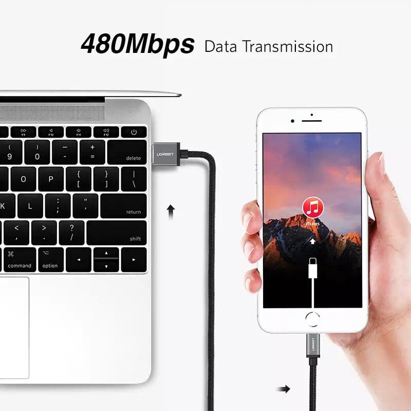 Ugreen 40985 1M màu Đen Cáp Lightning sạc + truyền dữ liệu cho iPhone Ugreen US199 - Hàng Chính Hãng